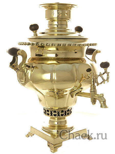 Угольный самовар 4 литра латунная репа с гранями фабрика Шемариных, арт. 470602