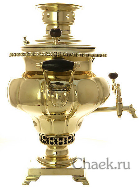 Угольный самовар 4 литра латунная репа с гранями фабрика Шемариных, арт. 470602