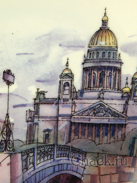 Тарелка декоративная форма Эллипс рисунок Синий мост ИФЗ