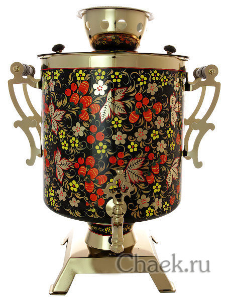 Самовар электрический 25 литров с художественной росписью "Хохлома" с автоматическим отключением при закипании, арт. 124547а