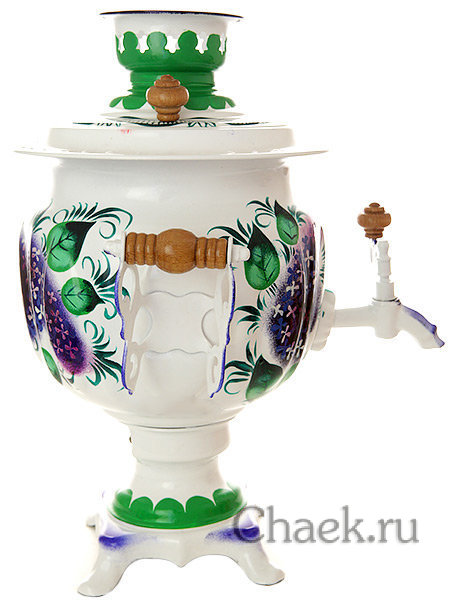 Электрический самовар 3 литра с художественной росписью "Сирень на белом фоне", арт. 191986