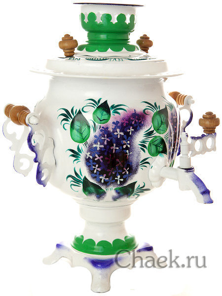 Электрический самовар 3 литра с художественной росписью "Сирень на белом фоне", арт. 191986