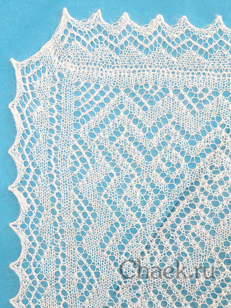 Пуховый оренбургский палантин, белый, арт. А 14060-01