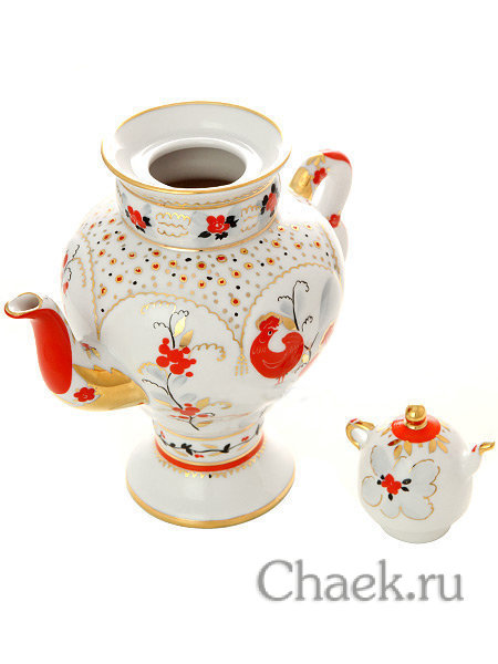 Чайник сувенирный заварочный форма Самоварчик рисунок Народные мотивы Императорский фарфоровый завод Чайник сувенирный заварочный форма Самоварчик рисунок Народные мотивы Императорский фарфоровый завод