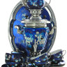 Самовар электрический 3 литра в наборе с чайным сервизом "Цветы на синем фоне" арт. 110591с