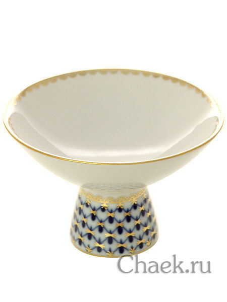 Ваза для мороженого форма Молодежная рисунок Кобальтовая сетка Императорский фарфоровый завод