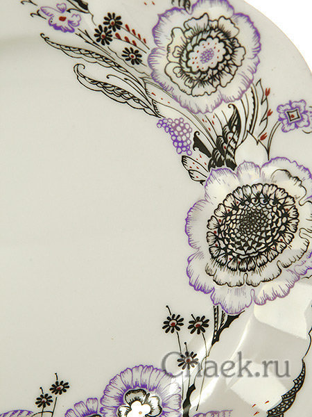 Тарелка закусочная 200 мм форма Гладкая рисунок Шепот стрекозы Императорский фарфоровый завод