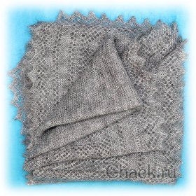 Пуховый оренбургский платок серый, арт. П2-100-03