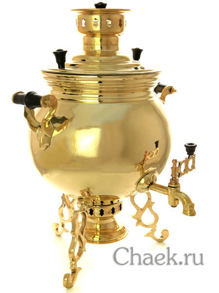 Угольный самовар 5 литров желтый шар на ножках