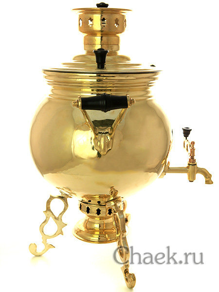 Угольный самовар 5 литров желтый шар на ножках