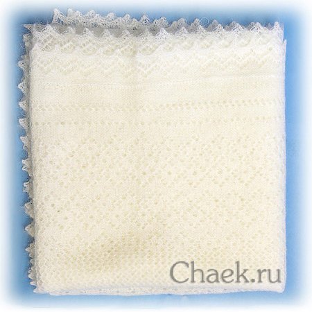 Пуховый оренбургский платок экрю, арт. П3-130-01