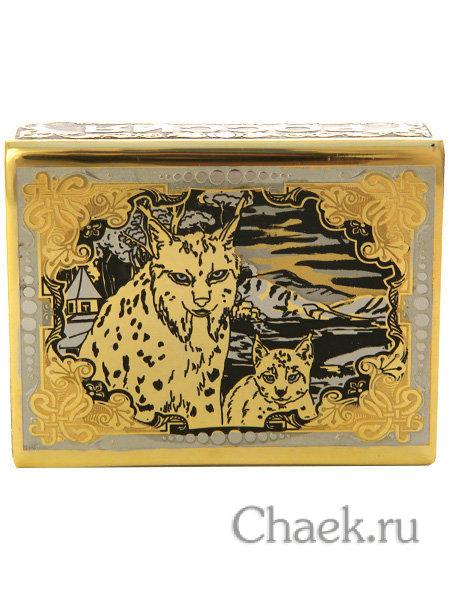 Футляр для спичек "Рысь с рысенком" Златоуст