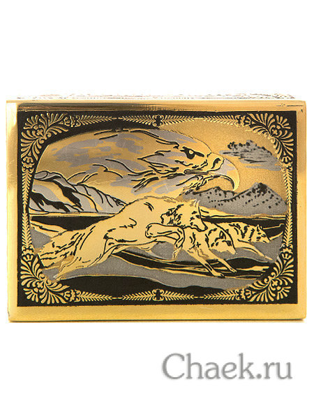 Футляр для спичек "Удачной охоты. Два волка" Златоуст