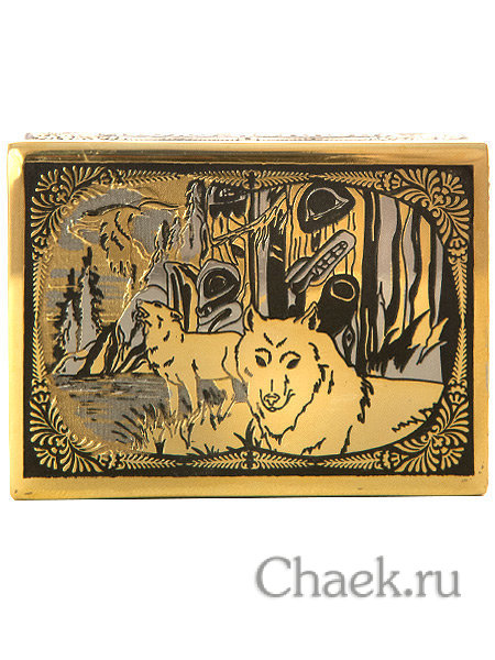 Футляр для спичек "Удачной охоты. Два волка" Златоуст