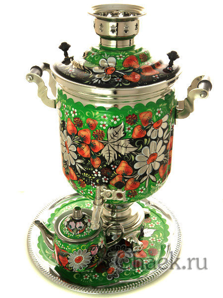 Самовар электрический 10 л в наборе "Ромашки на зеленом фоне" арт. 103562