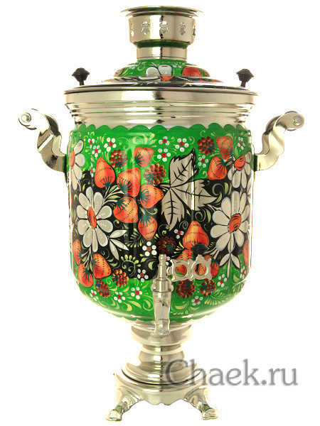 Самовар электрический 10 л в наборе "Ромашки на зеленом фоне" арт. 103562