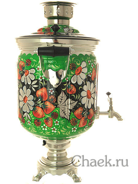 Самовар электрический 10 л в наборе "Ромашки на зеленом фоне" арт. 103562