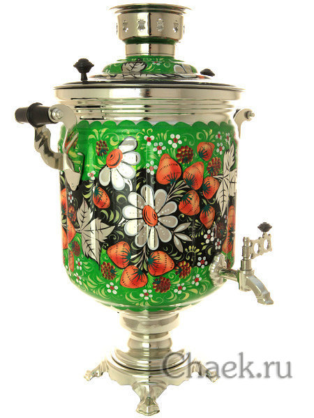 Самовар электрический 10 л в наборе "Ромашки на зеленом фоне" арт. 103562