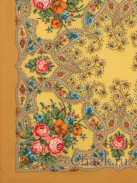 Шерстяной Павлопосадский платок "Марья-искусница", 89х89 см, арт. 1606-2