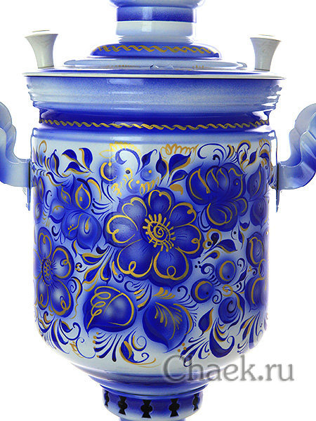 Угольный самовар с росписью "Под Гжель" 5 л