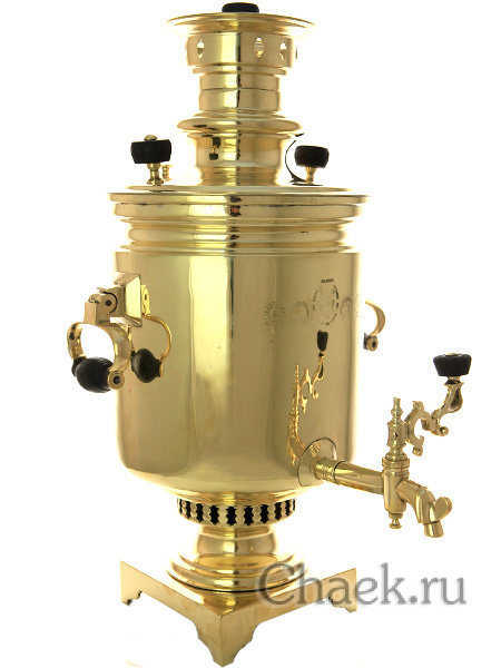 Угольный самовар 5 литров латунный цилиндр с вислыми ручками фабрика Б.Г.Тейле с сыновьями