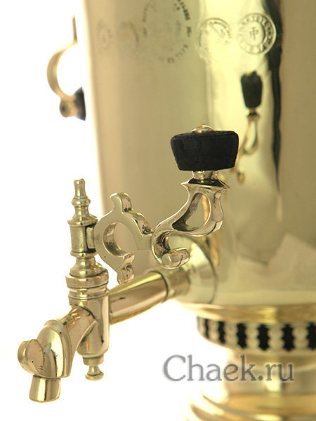 Угольный самовар 5 литров латунный цилиндр с вислыми ручками фабрика Б.Г.Тейле с сыновьями