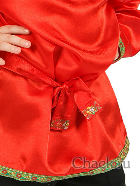 Детская косоворотка атласная красная на возраст 4-6 лет