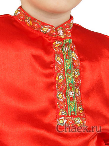 Детская косоворотка атласная красная на возраст 4-6 лет