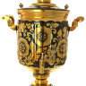 Набор самовар электрический 10 литров с художественной росписью "Золотые цветы на черном фоне", арт. 140217