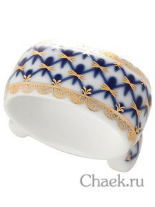 Кольцо для салфеток форма Молодежная рисунок Кобальтовая сетка Императорский фарфоровый завод