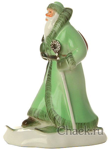 Статуэтка из фарфора Дед Мороз рисунок Теплая зима Императорский фарфоровый завод