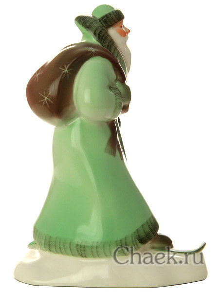 Статуэтка из фарфора Дед Мороз рисунок Теплая зима Императорский фарфоровый завод
