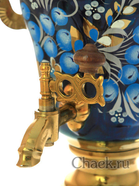 Электрический самовар 1,5 литра с художественной росписью "Зимние ягоды" арт. 110590