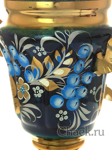 Электрический самовар 1,5 литра с художественной росписью "Зимние ягоды" арт. 110590