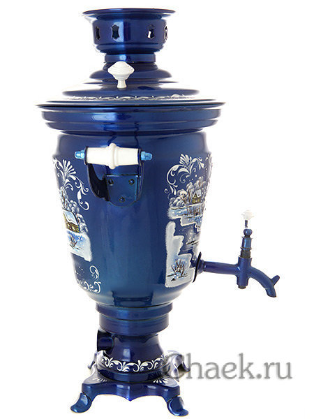 Электрический самовар 4 литра с художественной росписью "Зимний вечер", арт. 130269