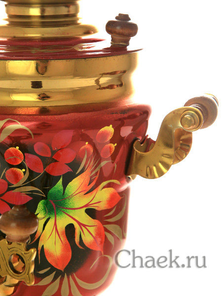 Электрический самовар 1,5 литра с художественной росписью "Клен на бордовом фоне" арт. 110591