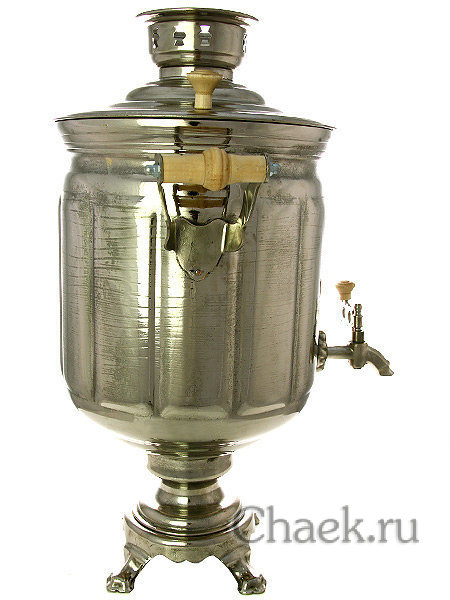 Электрический самовар 10 литров никелированный "цилиндр" граненый, арт. 121040