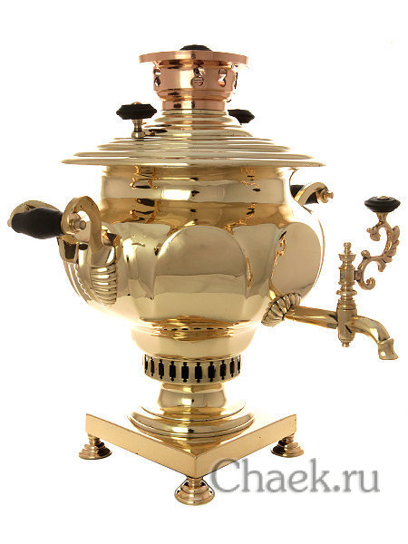 Угольный самовар 6 литров латунная ваза с гранями томпак фабрика Николая Маликова, арт. 433348