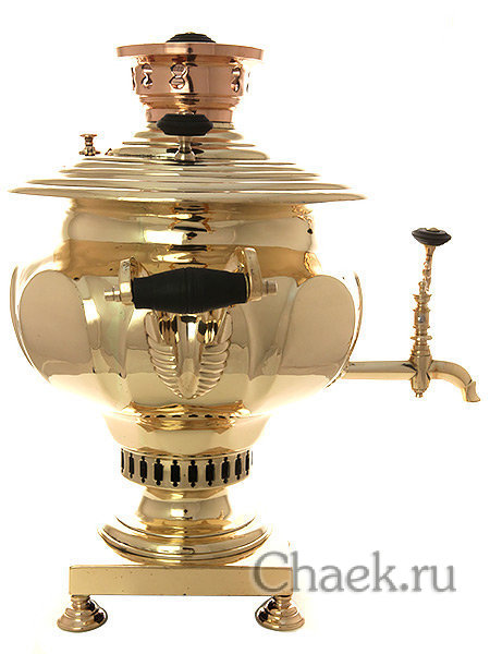 Угольный самовар 6 литров латунная ваза с гранями томпак фабрика Николая Маликова, арт. 433348