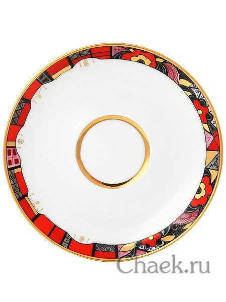 Чайная пара форма Весенняя рисунок Красный конь Императорский фарфоровый завод