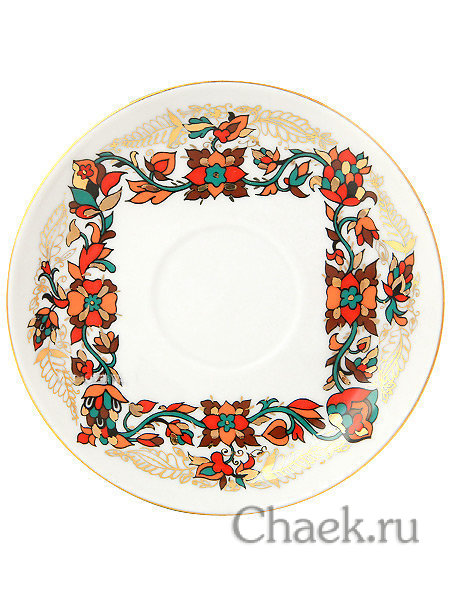 Чайная пара форма Весенняя рисунок Красный петух Императорский фарфоровый завод