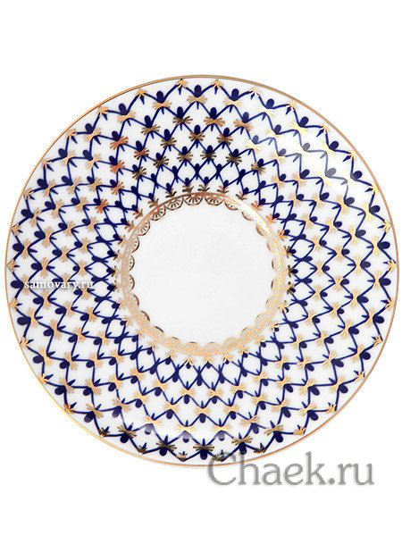 Кофейная пара форма Одуванчик рисунок Кобальтовая сетка Императорский фарфоровый завод