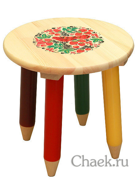 Набор "Светлячок" Хохлома - стол и табурет из дерева с художественной росписью, арт. 7257-7406