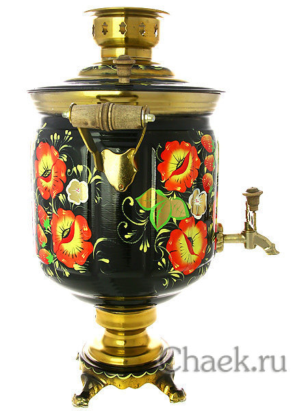 Электрический самовар 10 литров с художественной росписью "Маки", арт. 121004 Электрический самовар 10 литров с художественной росписью "Маки", арт. 121004