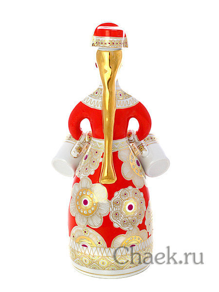 Подарочный набор для вина 3-х предметный форма Матрешка рисунок Красный сарафан Императорский фарфоровый завод