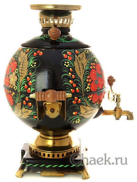 Электрический самовар 5 литров с художественной росписью "Хохлома классическая", "шар", арт. 110488 Электрический самовар 5 литров с художественной росписью "Хохлома классическая", "шар", арт. 110488