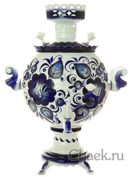 Набор самовар электрический 3 л с росписью "Гжель холодная" шар арт.103568