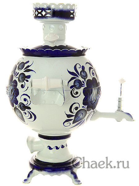 Набор самовар электрический 3 л с росписью "Гжель холодная" шар арт.103568