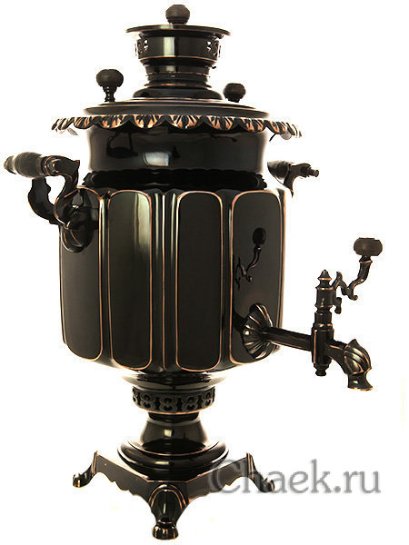 Угольный самовар 8 л медненый цилиндр с гранями фабрика Н.И.Баташева, арт. 470599