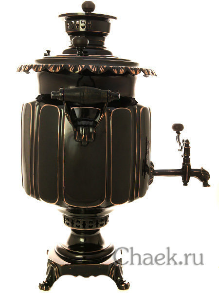 Угольный самовар 8 л медненый цилиндр с гранями фабрика Н.И.Баташева, арт. 470599